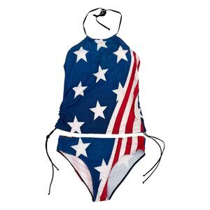 No Brand Womens American Flag Print Bathing Suit Size Large